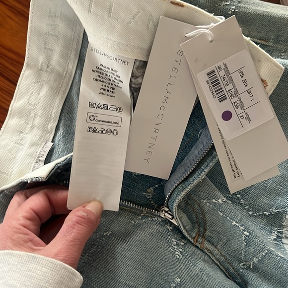 NWT Stella McCartney Italy Blue Denim Distressed Star Short Size 27 - Picture 11 of 13